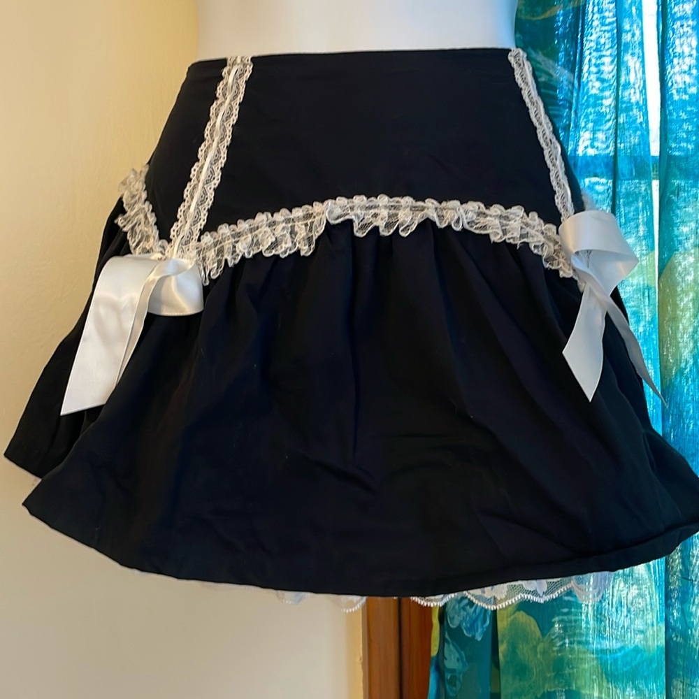 WIDOW by DOLLS KILL Holy Devious Doll Lace Trim Mini Skirt in Black & White M
